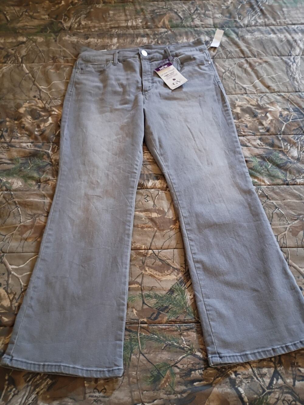 Gloria venderbilt shape effect jeans high-rise ankle boot 14 gray womens NWT